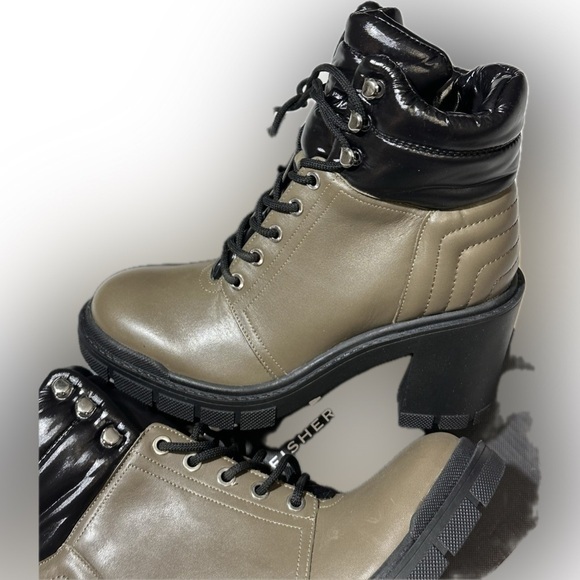Marc Fisher Vialima Hiker Bootie Olive/Black Size 6.5 New